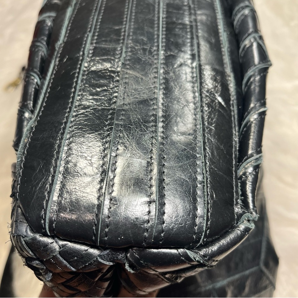 NWOT Ameri Leather Chic Black Woven Shoulder Bag Purse - Picture 9 of 12